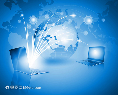 網(wǎng)絡背景上帶地球儀插圖的筆記本電腦圖像